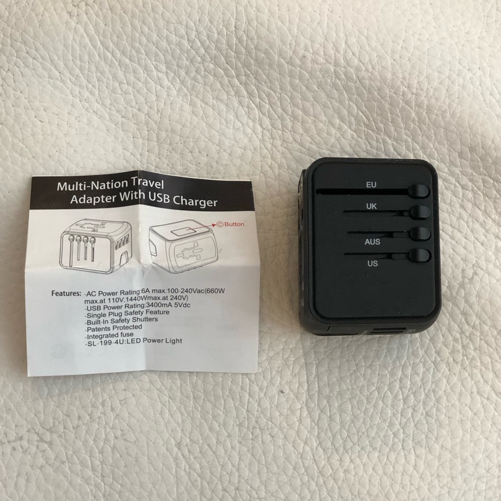 Multi-Nation Travel Adapter with USB Charger